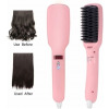 Ionic Hair Straightener Brush Comb 2 in 1 PTC Heating - Pink,Black