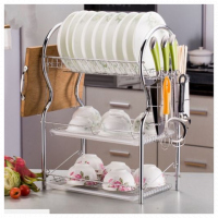 3 Tier Stainless Steel Dish Draining Rack - Silver