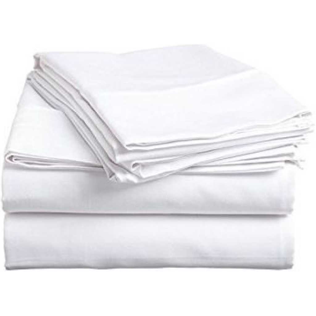 Home Fashion 5*6 Cotton Bedsheets with 2 Pillow cases - White