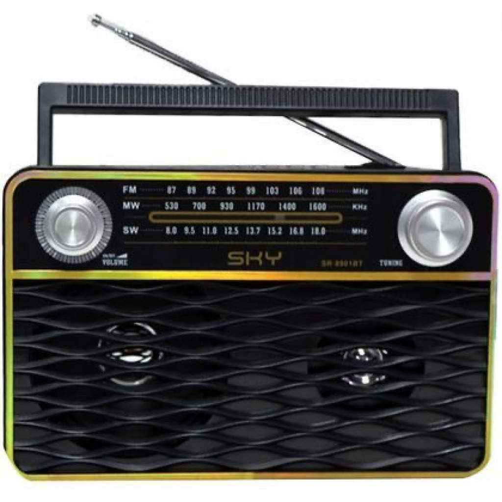 Sky SR-8901BT Battery Operated Rechargeable Bluetooth Radio - (5 in 1) Black