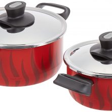 Tefal Tempo Flame Non-Stick 8 Pcs Cooking Set, Red, Aluminium, C5489882