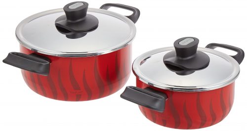 Tefal Tempo Flame Non-Stick 8 Pcs Cooking Set, Red, Aluminium, C5489882