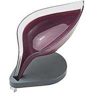 Leaf Shape Soap Dish Box-Self Draining Soap Holder, Maroon