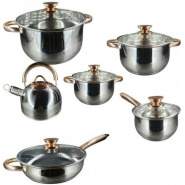 12 Piece Heavy Stainless Steel Saucepans/Cookware – Silver Cooking Pans