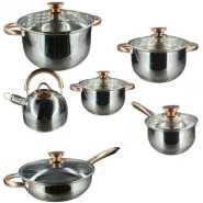 12 Piece Heavy Stainless Steel Saucepans/Cookware - Silver