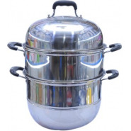 30cm Three Layer Stainless Steel Food Steamer- Silver