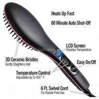 3 ln1 Electric Fast Ceramic Styling Hair Straightener Brush - Black