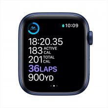 Apple Watch Series 6 GPS, 44mm Blue Aluminum Case with Deep Navy Sport Band – Blue Smart Watches
