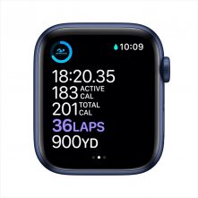 Apple Watch Series 6 GPS, 44mm Blue Aluminum Case with Deep Navy Sport Band - Blue