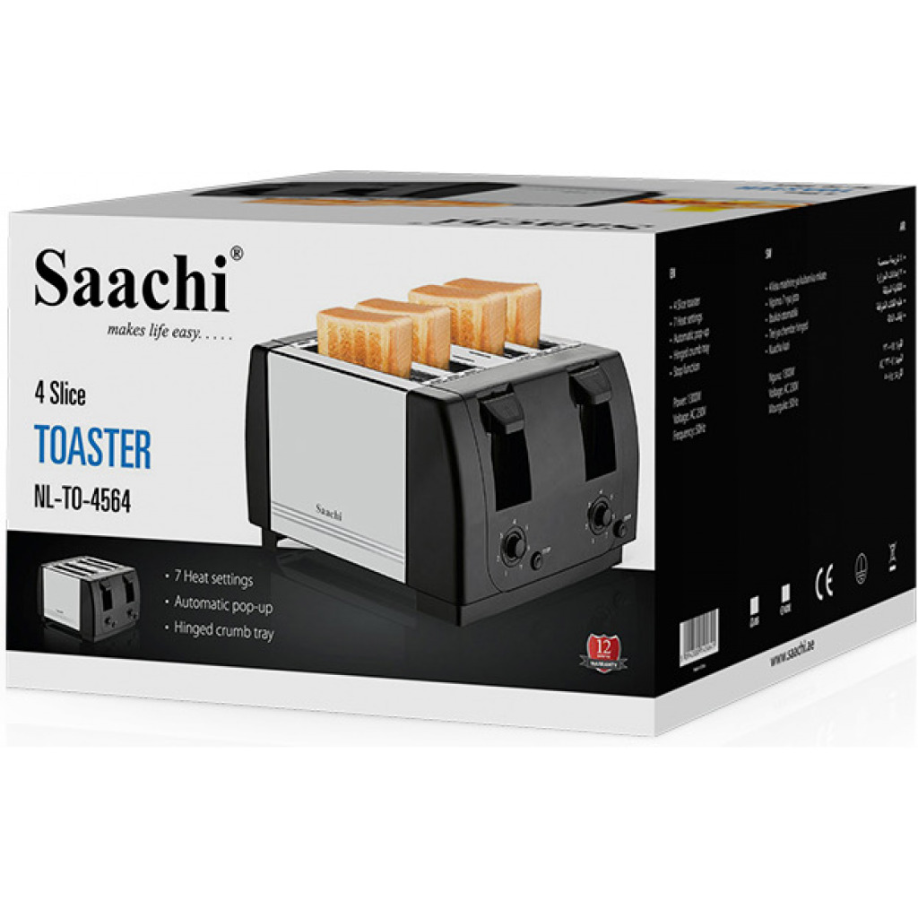 Saachi NL-TO-4564 4 Slice Bread Toaster, Silver