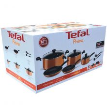Tefal B168A474 10 Pieces Prima Cooking Set, Orange/Black, W 45.2 x H 37.4 x D 29.4 cm, Aluminum Cookware Sets