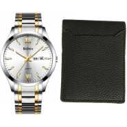 Biden 2 Pack Of Mens Watch with Wallet - Silver, Black