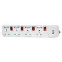 BORL 4 Ways BL-144 Heavy Duty Extension Socket- Surge Protected - White