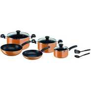 Tefal Prima 10 Piece Cookware Set B168A474 - Orange, Black