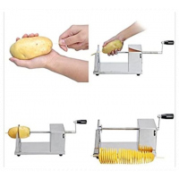 Manual Potato Chips Slicer Spiral Twister Vegetable Cutter, Silver