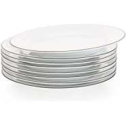 9 lnch 6 Pieces Of Black Line Plates, White