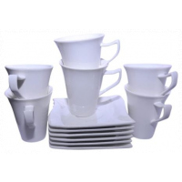 6 Pieces Of Cups And 6 Saucers -White.