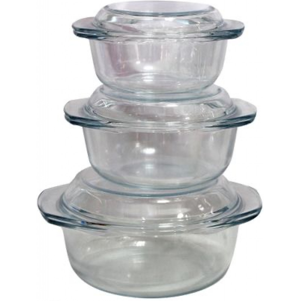 Glass Mexxi 6pcs round glass casserole set/serving dishes