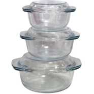 Glass Mexxi 6pcs round glass casserole set/serving dishes