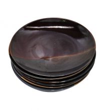 6 Pieces Partial Brown Side Plates – Black Appetizer Plates