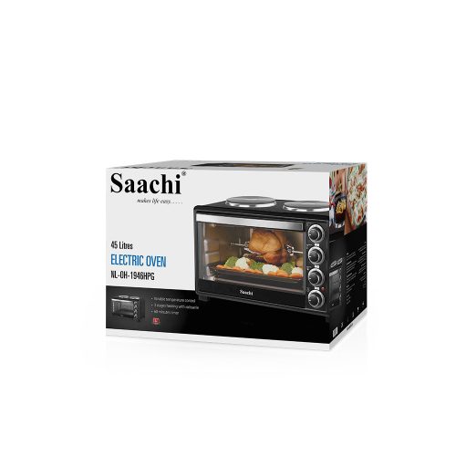 Saachi NL-OH-1946HPG 45 Litres Electric Oven Cooker With 2 Hot Plates- Black