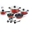 Tefal C5489482 12Pieces Non-Stick Coating Cooking Set, Red/Black, W 59.4 x H 38.8 x D 23.8 cm, Aluminium