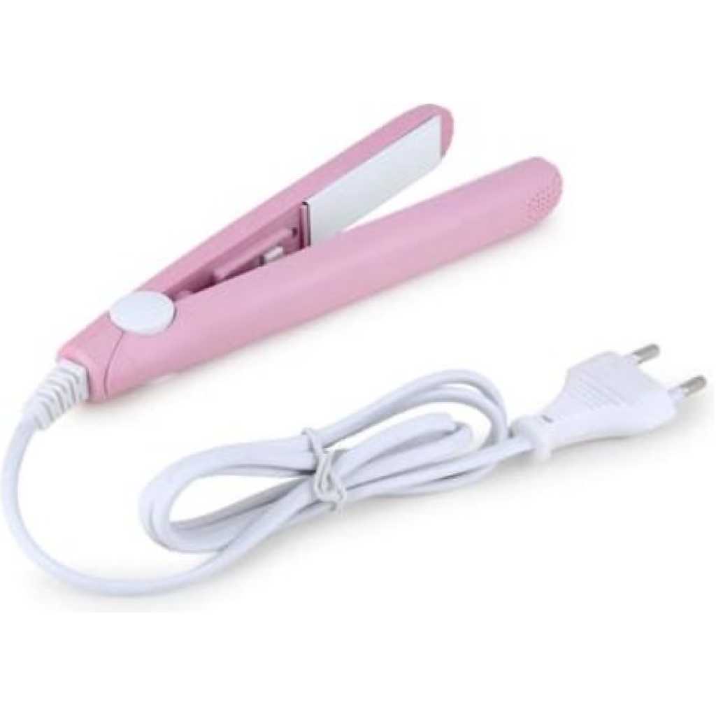 Mini Portable Hair Straightener Curling Iron, Pink