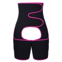 3 in 1 Sweat Slim Thigh Trimmer, Waist Trainer Slimming Belt-Black/Pink