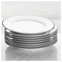 9 lnch 6 Pieces Of Black Line Plates, White