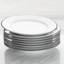 9 lnch 6 Pieces Of Black Line Plates, White