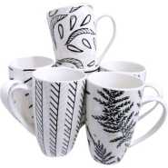 Set Of 6 Pieces Of Designed Cups/Mugs- White