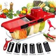 Food Processor Chopper Dicer Multi Blade Mandolin Vegetable Slicer-Red