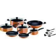 Tefal B168A474 10 Pieces Prima Cooking Set, Orange/Black, W 45.2 x H 37.4 x D 29.4 cm, Aluminum