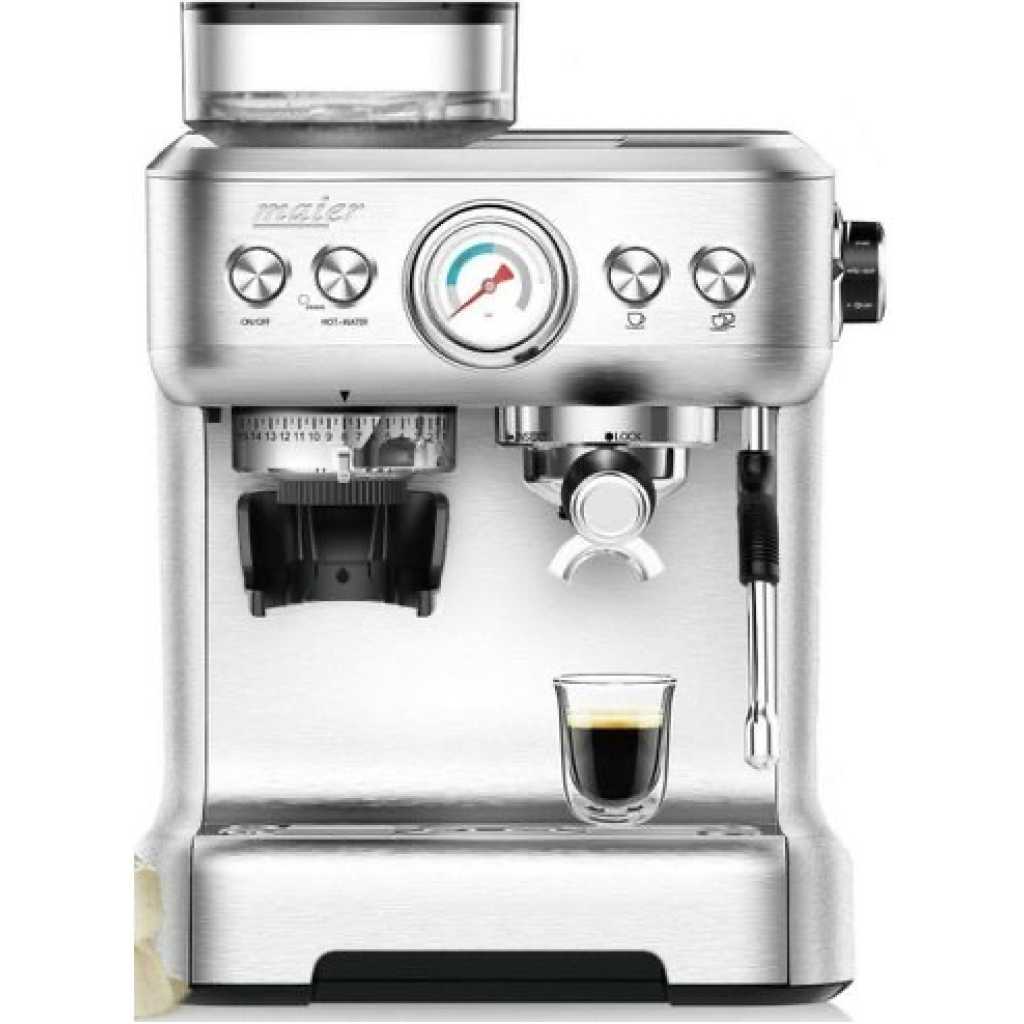 Maier Pump Steam Coffee, Espresso and Cappuccino Maker Machine-Silver