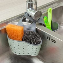 Kitchen Sink Hanging Soap Dish,Sponge Drainer Storage Basket Holder,Green