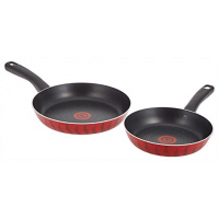 Tefal C5489482 12Pieces Non-Stick Coating Cooking Set, Red/Black, W 59.4 x H 38.8 x D 23.8 cm, Aluminium