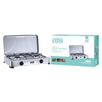 Winning Star 2 Burner Gas Cooking Stove With Lid-Grey
