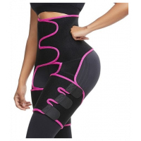 3 in 1 Sweat Slim Thigh Trimmer, Waist Trainer Slimming Belt-Black/Pink