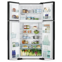 Hitachi 600 - Litres French Door Refrigerator, Inverter Compressor + Water Dispenser RW800PUN7GGR - Glass Black