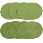 6 Pcs Of Oval Woven Table Mats – Green