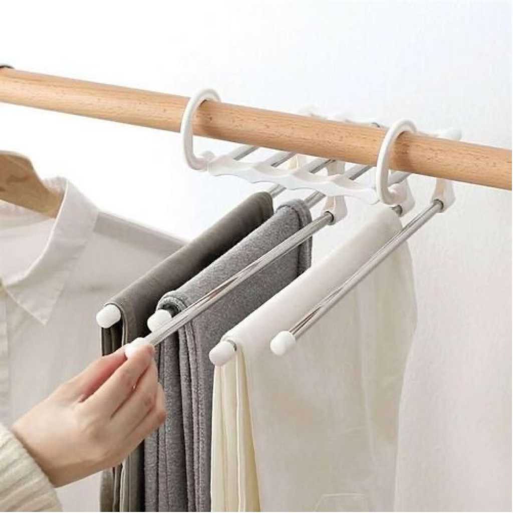 5 In1 Multi-functional Trousers/Pants Hanger Rack-White