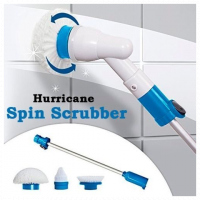 Hurricane Spray Spin Tile Scrubber Floor Mop Cleaner Brush - White,Blue