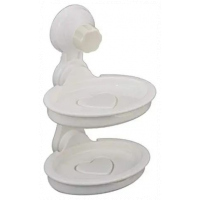 Double Layer Soap Dish Magic Suction Cup, White