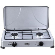 Winning Star 2 Burner Gas Cooking Stove With Lid-Grey Gas Cook Tops