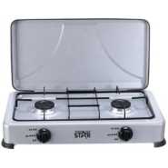 Winning Star 2 Burner Gas Cooking Stove With Lid-Grey