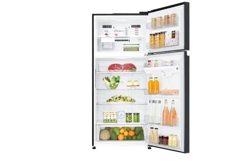 LG 506-Litres Fridge GN-C702SGGU; Black Curved Glass Top Freezer Refrigerator , Net Capa (506),with Inverter Linear Compressor & DoorCooling+