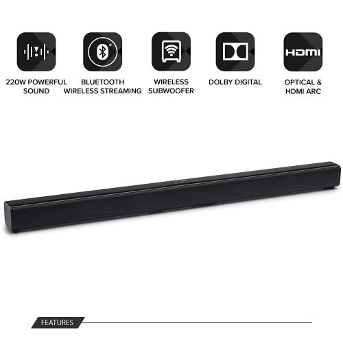 JBL 2.1 Deep Bass Soundbar, Dolby Digital Sound Bar with Wireless Subwoofer for Extra Deep Bass, 2.1 Channel Home Theatre with Remote, JBL Surround Sound, HDMI ARC, Bluetooth & Optical Connectivity (300W) - Black