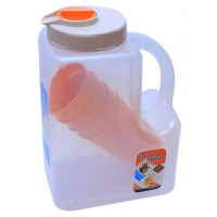 Plastic 4L Fridge Bottle With 4 Tumblers - Colour May Vary