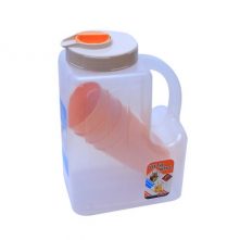 Plastic 4L Fridge Bottle With 4 Tumblers - Colour May Vary