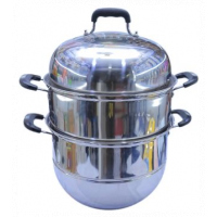 30cm Three Layer Stainless Steel Food Steamer- Silver
